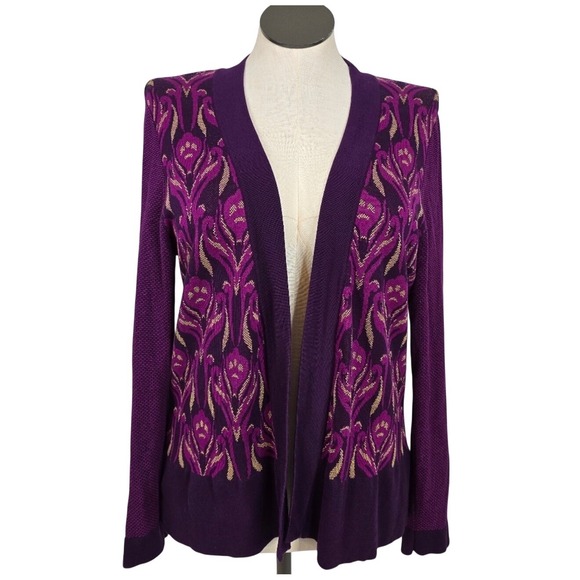 Coldwater Creek Sweaters - Coldwater Creek Purple Floral Silk Blend Cardigan Sweater Size 16 / XL